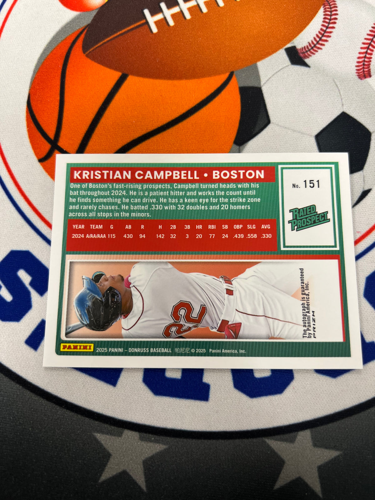 2025 Panini Donruss Baseball Kristian Campbell Rated Prospect Holo Auto 151 Red Sox