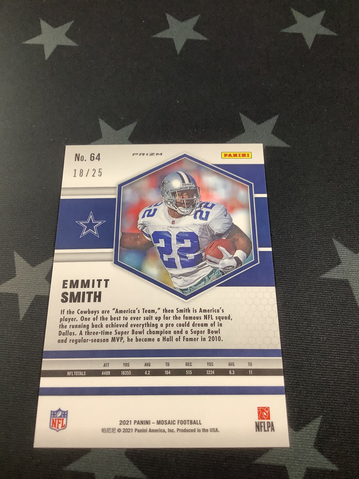 2021 Panini Mosaic Football Emmit Smith Orange Fluorescent Prizm /25