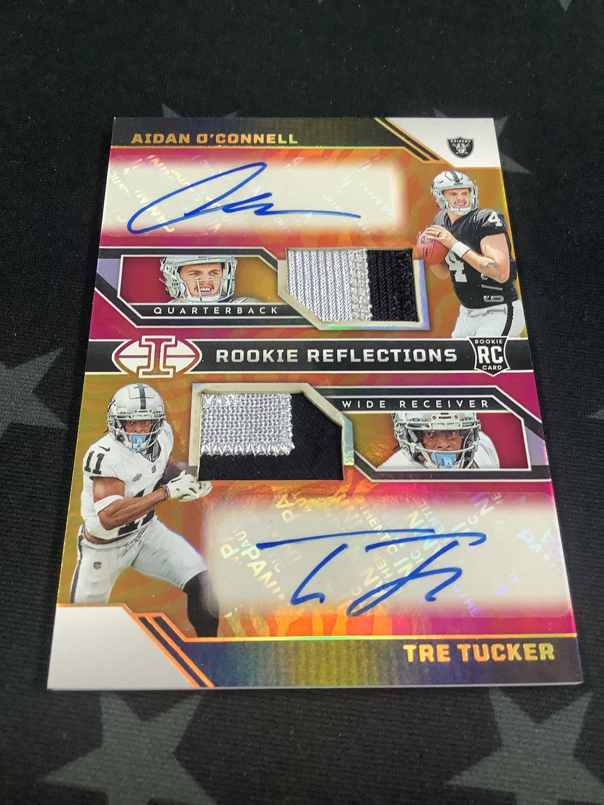 2023 Panini Illusions Aidan O&#39;Connell/Tre Tucker Rookie Dual Patch Auto /25