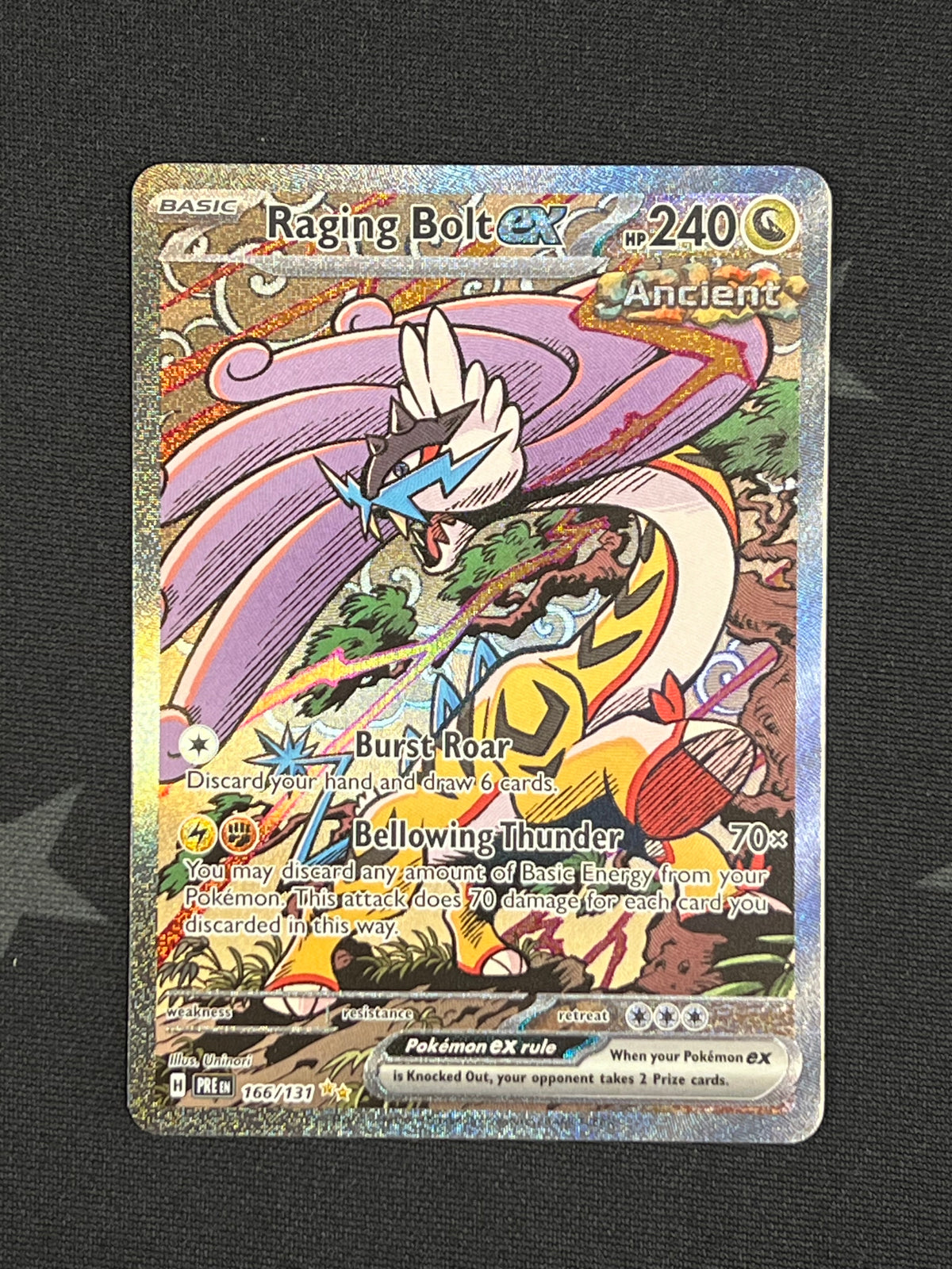 Pokémon Prismatic Evolutions Raging Bolt EX SIR 166/131