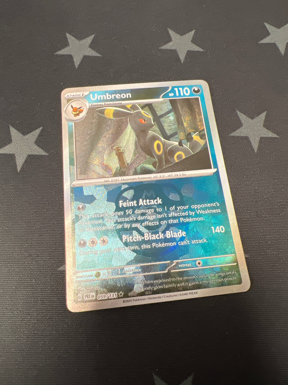 Umbreon Pokemon Card (Prismatic Evolutions 059/131) Masterball Reverse Holo