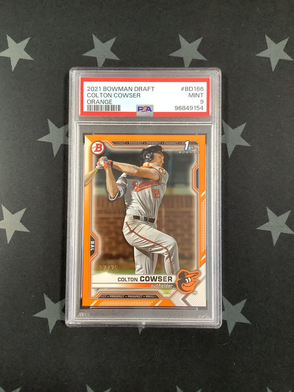 2021 Bowman Draft Colton Cowser 1st Bowman #BD-166 Orange 17/25 MINT PSA 9