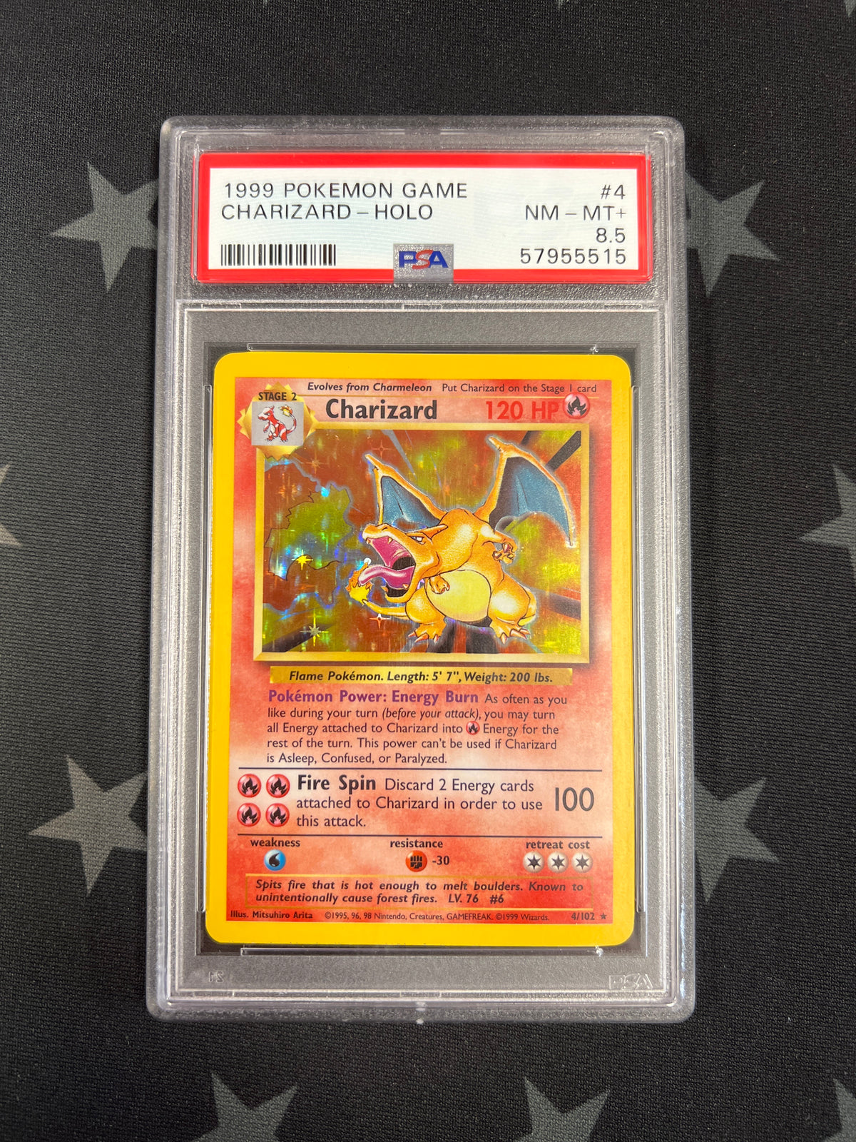 Charizard Holo Pokemon Card (1999 Base Set 4/102) NM-MT PSA 8.5