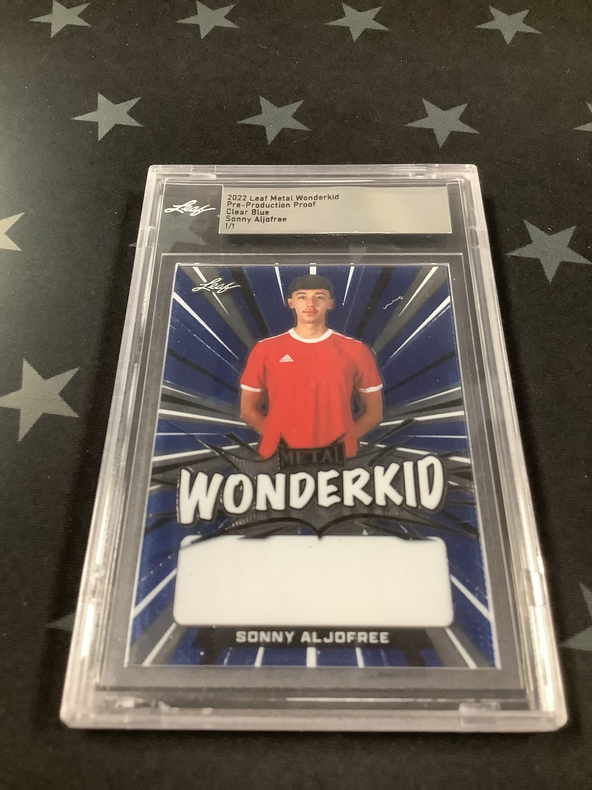 2022 LEAF METAL WONDERKID SONNY ALJOFREE PRE-PRE-PRODUCTION PROOF 1/1 CLEAR BLUE