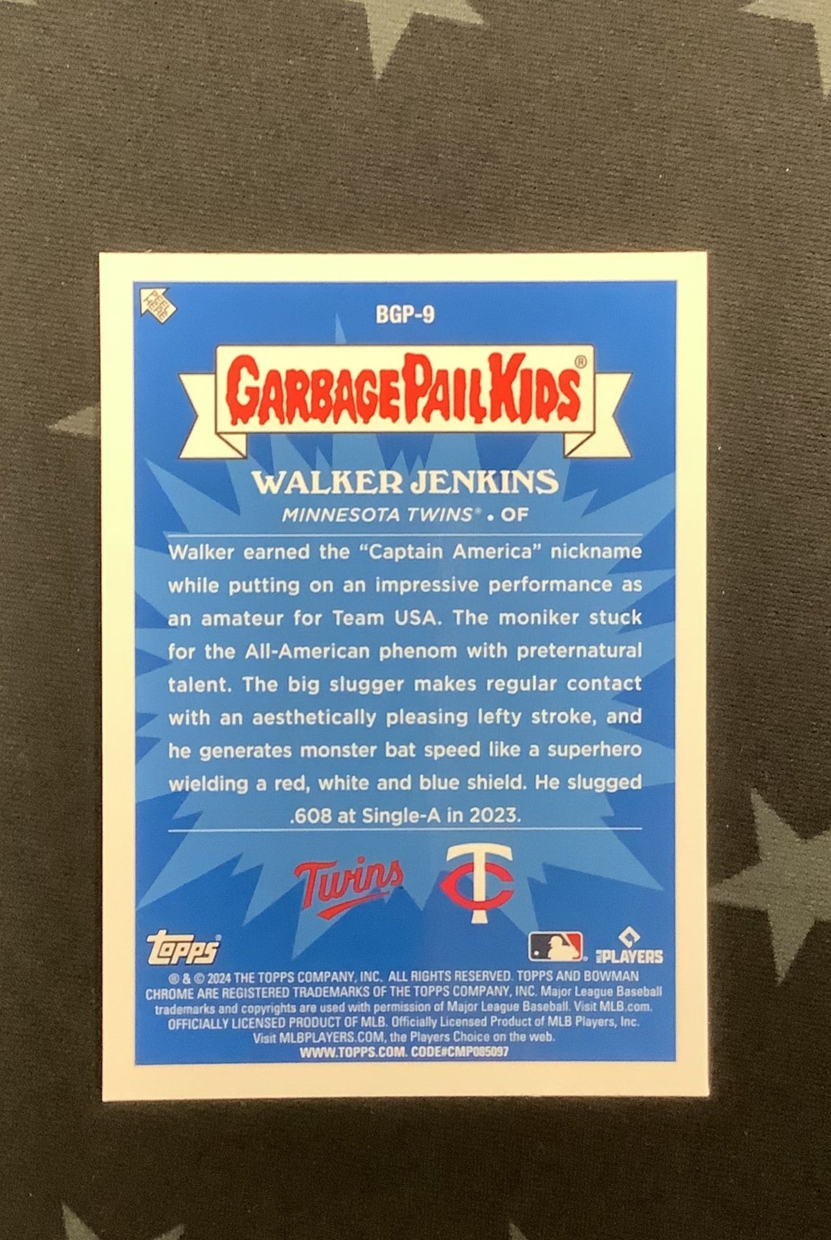 2024 BOWMAN CHROME WALKER JENKINS GARBAGE PAIL KIDS CAPTAIN WALKER