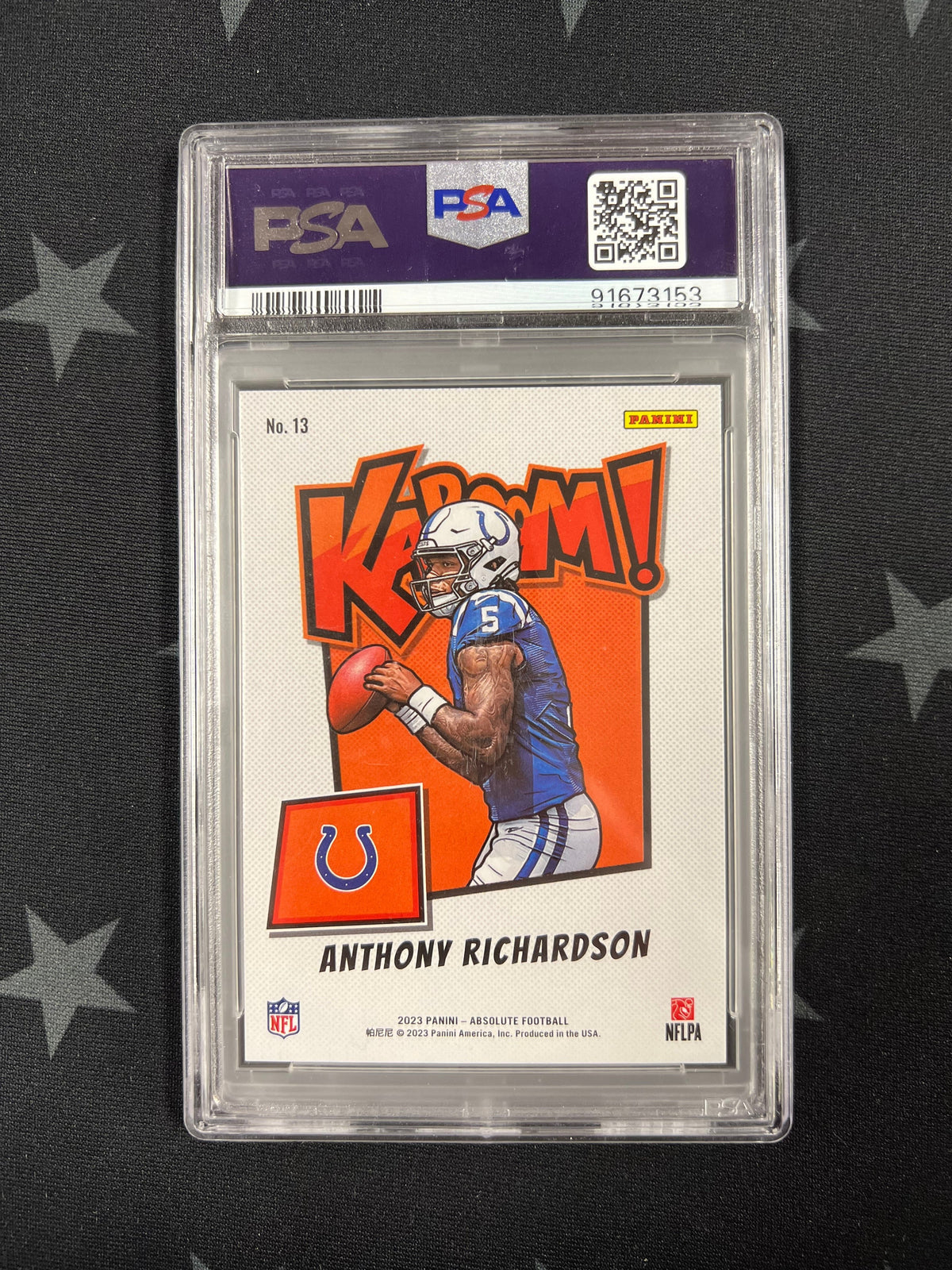 2023 PANINI ABSOLUTE ANTHONY RICHARDSON #13 KABOOM! HORIZONTAL PSA 9