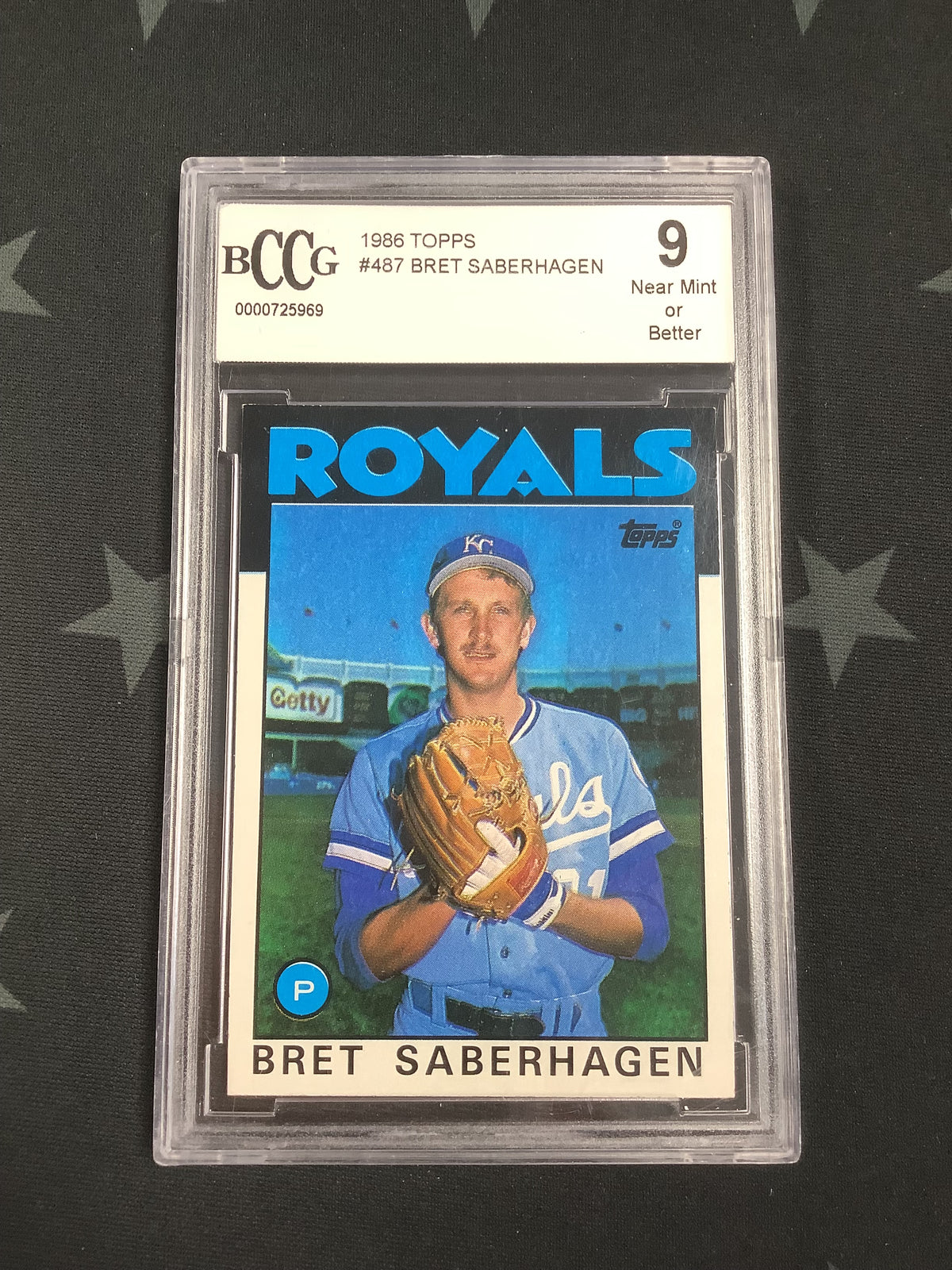 1986 TOPPS BASEBALL BRET SABERHAGEN #487 BCCG NEAR MINT 9