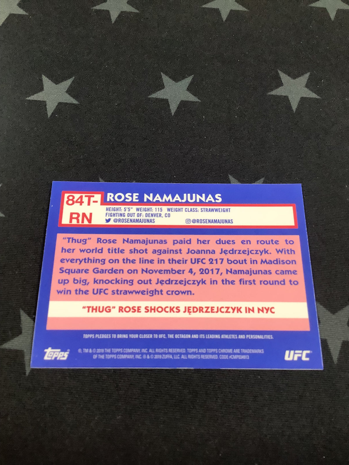 2019 TOPPS CHROME UFC ROSE NAMAJUNAS 1984 REFRACTOR