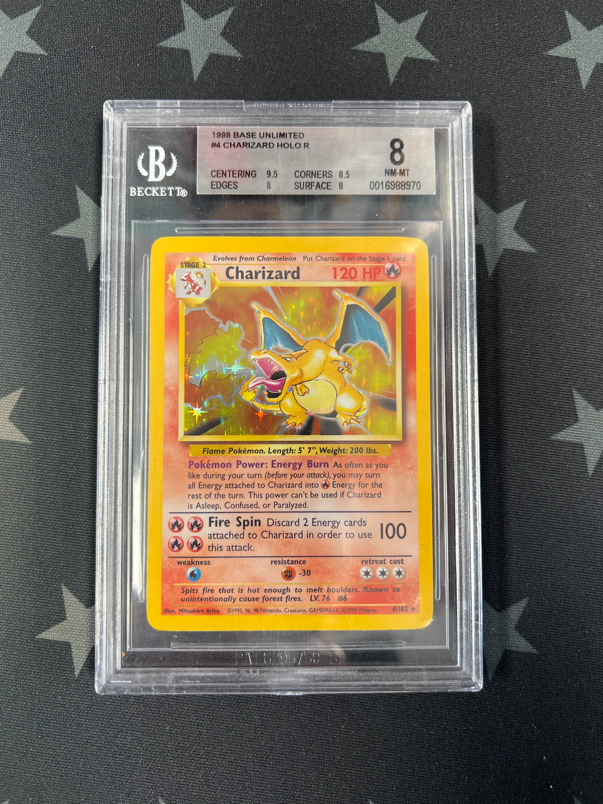 Charizard Holo Pokemon Card (1999 Base Set 4/102) NM-MT BGS 8