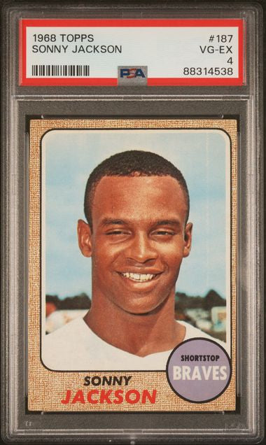 1968 TOPPS BASEBALL SONNY JACKSON #187 PSA VG - EX 4