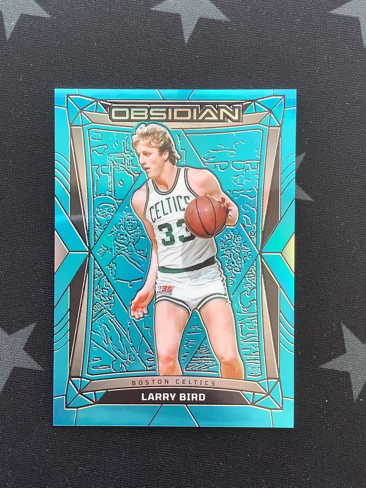 2023-24 OBSIDIAN BASKETBALL LARRY BIRD FOTL BLUE FLOOD ELECTRIC ETCH #05/16