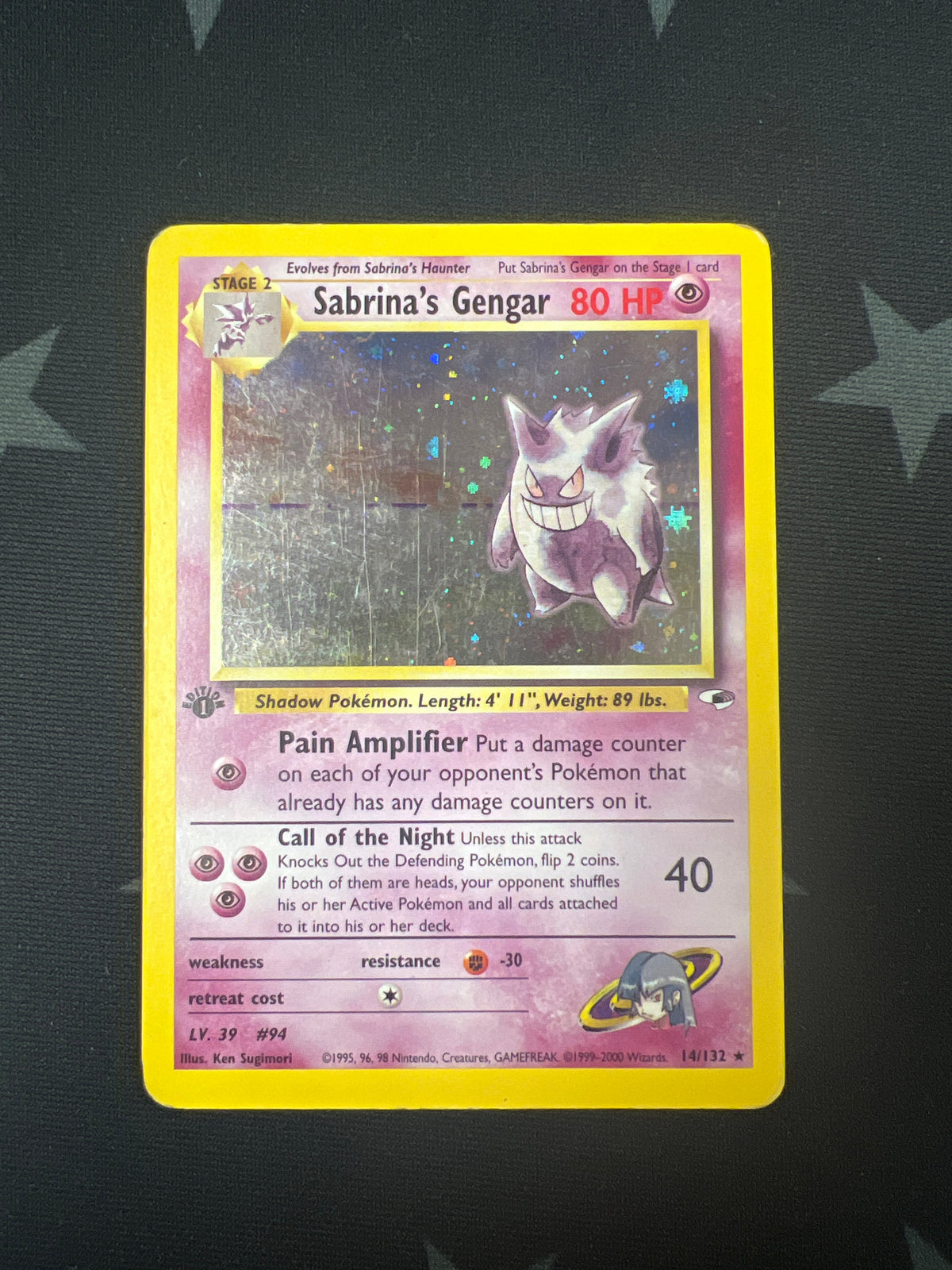 Sabrina&#39;s Gengar Holo Pokemon Card (1st Edition Gym Heroes 14/132)