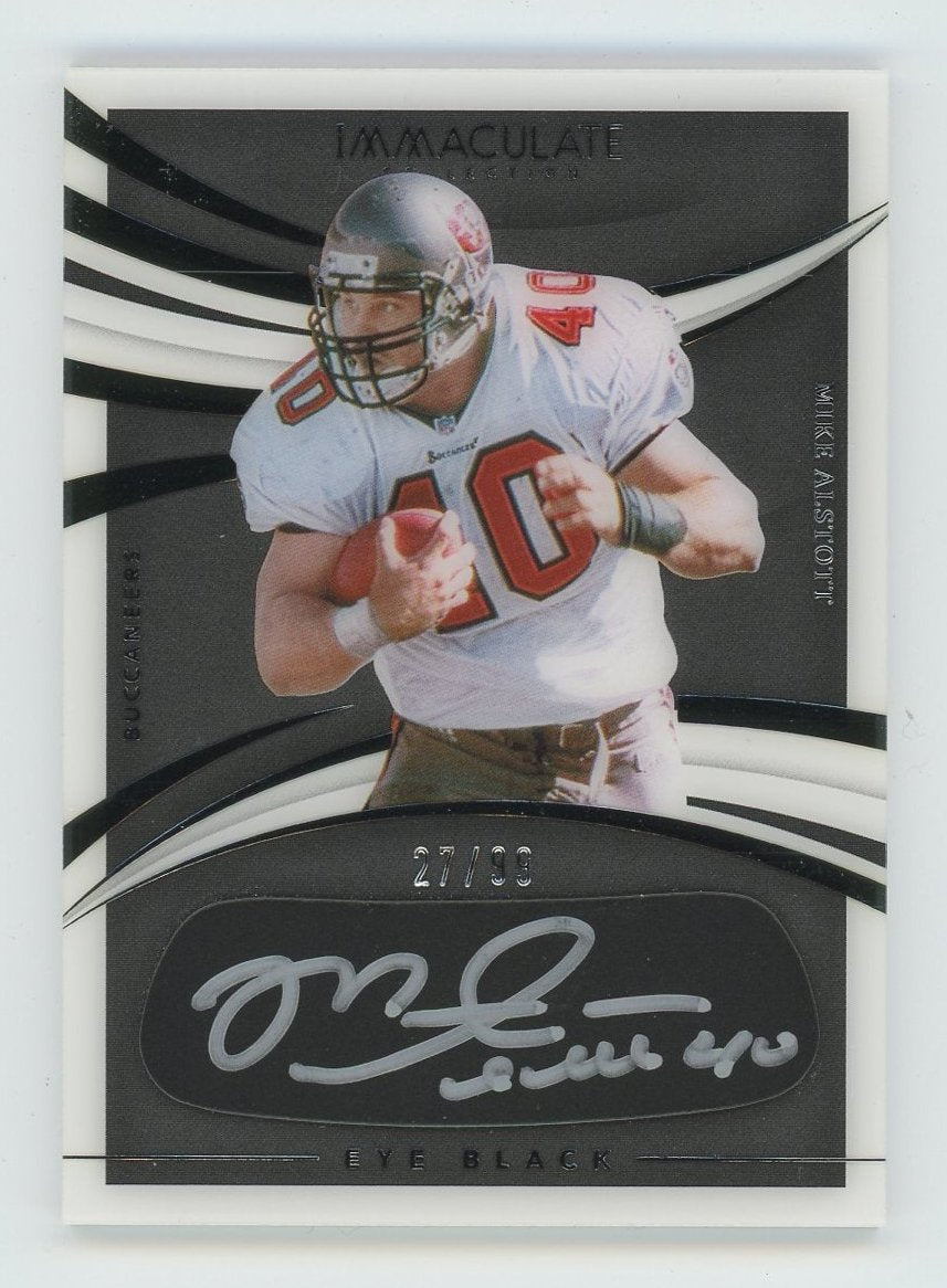 2021 MIKE ALSTOTT PANINI IMMACULATE FOOTBALL EYE BLACK AUTO #27/99