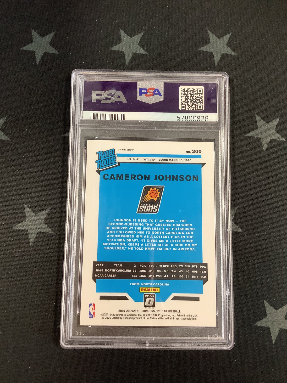 2019 PANINI DONRUSS OPTIC BASKETBALL HYPER PINK CAMERON JOHNSON #200 PSA MINT 9 57800928