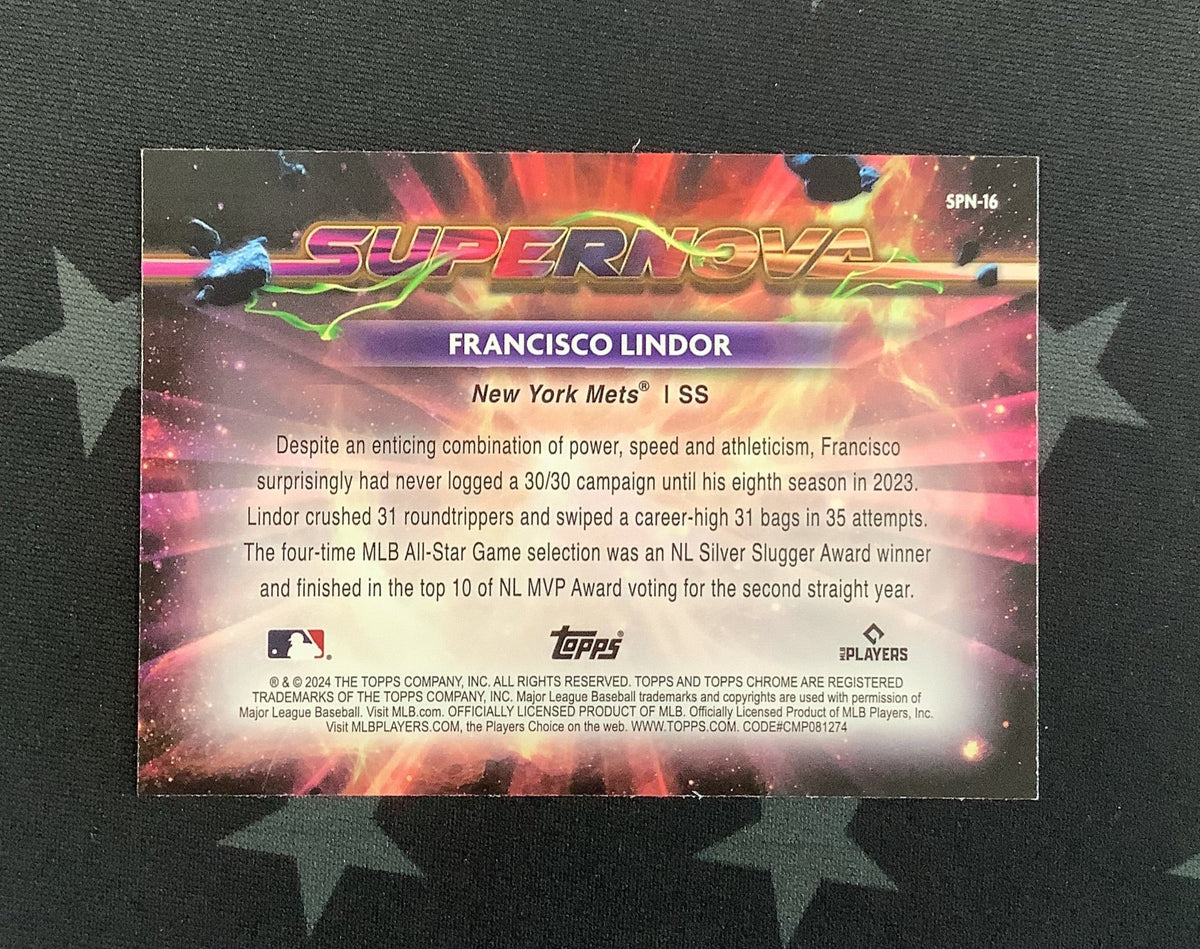 2024 Topps Cosmic Chrome Francisco Lindor Supernova SSP Insert #SPN-16 Mets