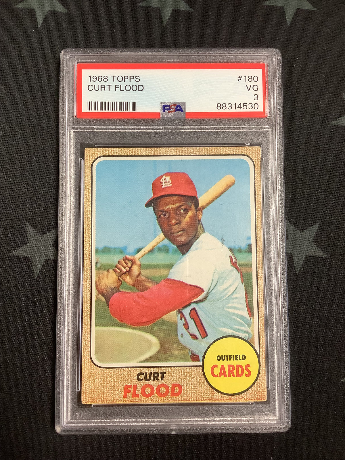 1968 TOPPS BASEBALL CURT FLOOD #180 PSA VG 3