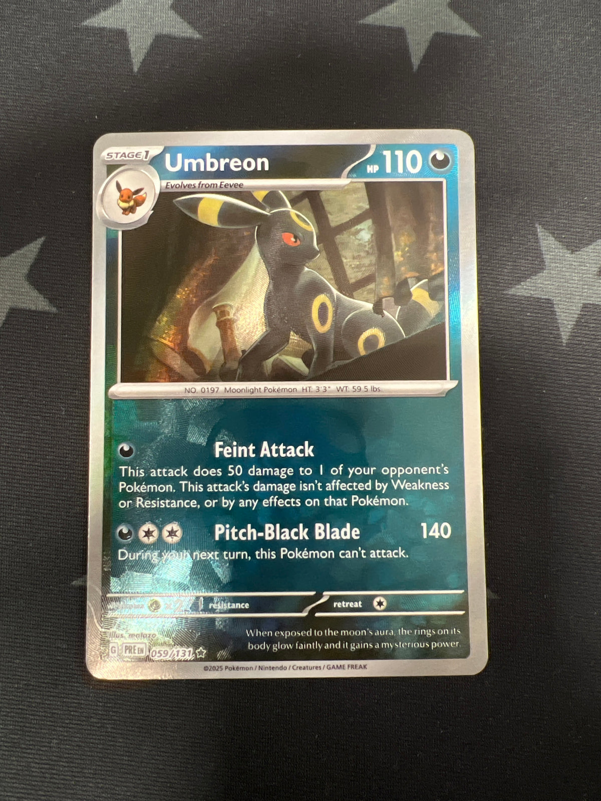 Umbreon Pokemon Card (Prismatic Evolutions 059/131) Masterball Reverse Holo