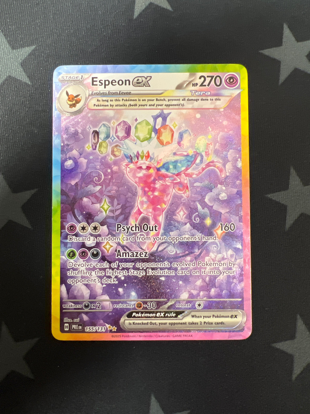 Espeon ex Pokemon Card (Prismatic Evolutions 155/131) Special Illustration Rare