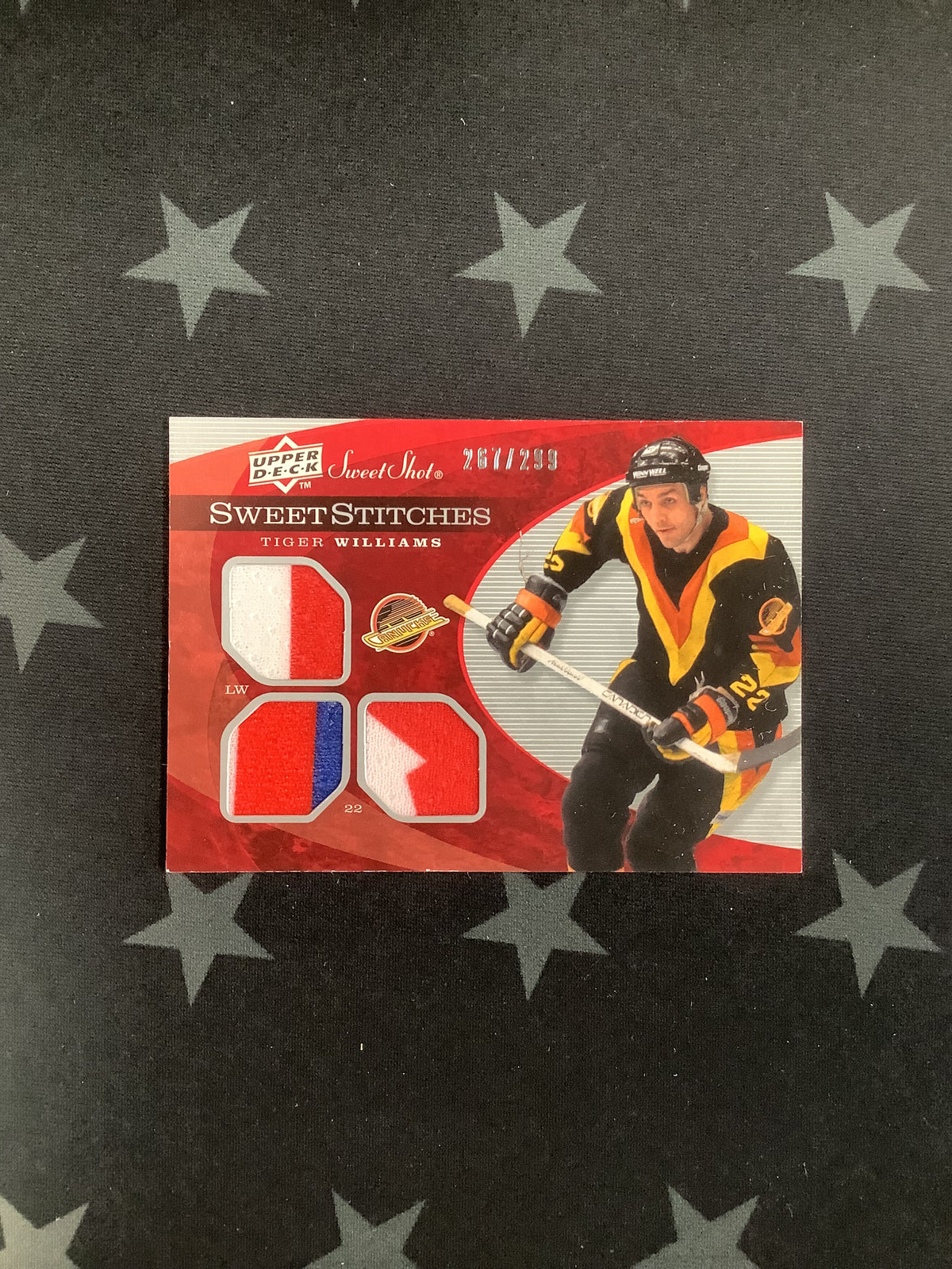 2007/08 UPPER DECK SWEET SHOT HOCKEY SWEET STITCHES TIGER WILLIAMS PATCH #SST-TW /299