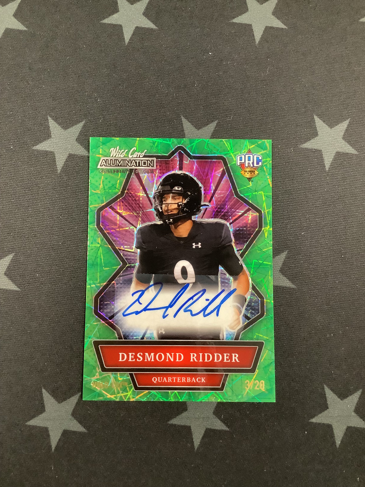 2021 WILD CARD ALLUMINATION FOOTBALL DESMOND RIDDER GREEN HOLO-LUX #ANBC-A /20