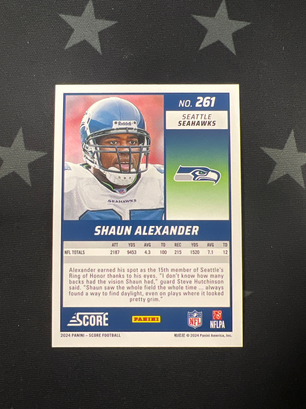 2024 Panini Score Shaun Alexander #261 Blue Artist&#39;s Proof /35