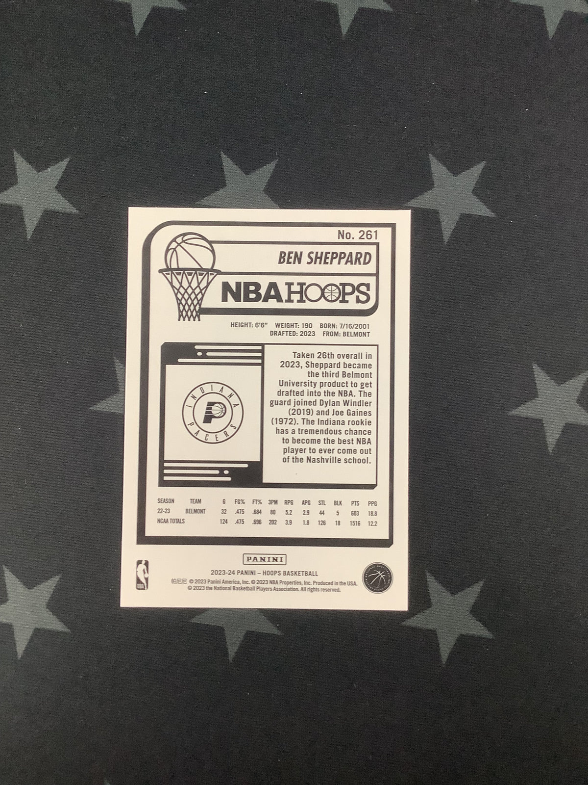2023-24 Panini NBA Hoops Ben Sheppard Hyper Blue Asia Rookie
