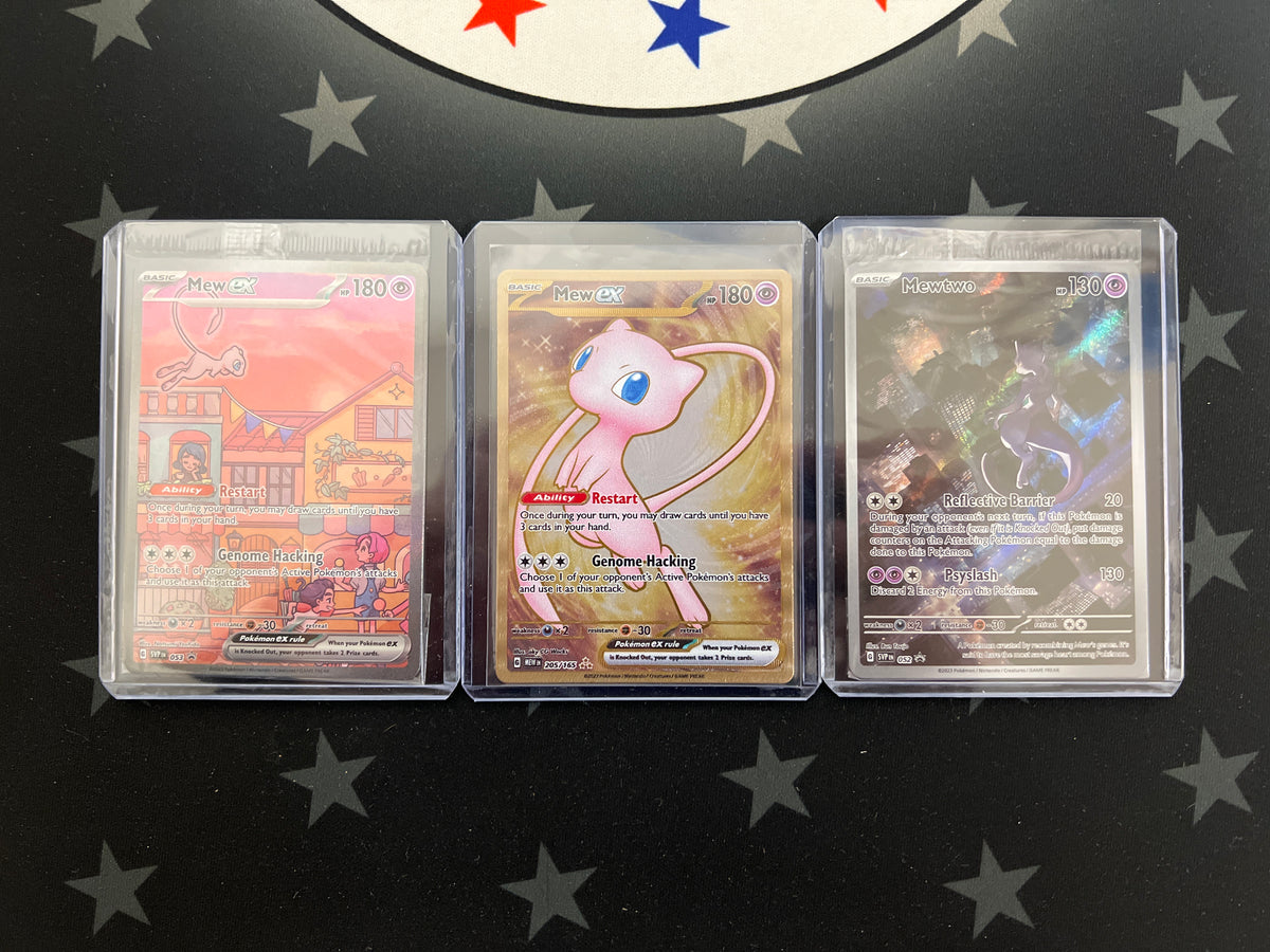 Pokemon 151 UPC Promos - Mew ex 053 &amp; Mew ex 205 (Metal) &amp; Mewtwo 052