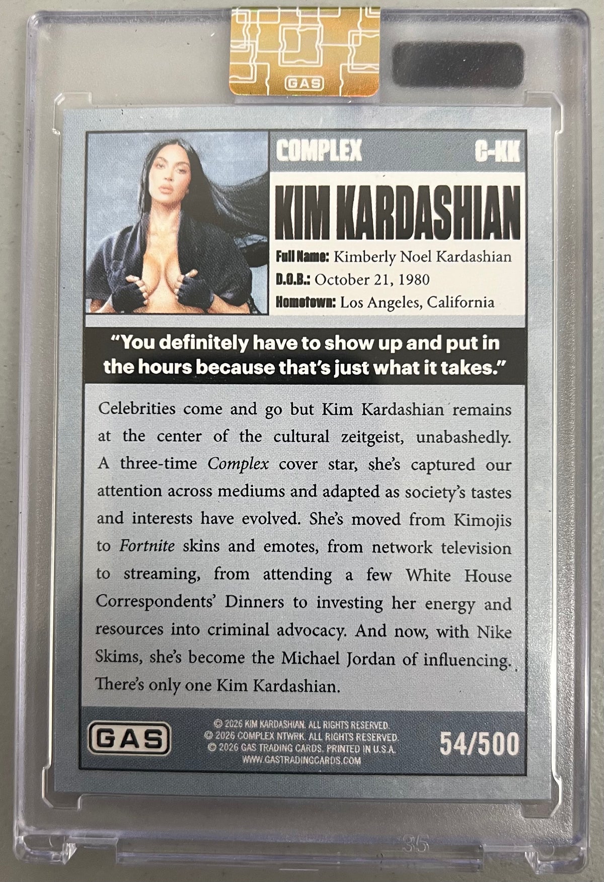 2026 GAS Trading Cards x Complex Kim Kardashian Cracked Ice /500