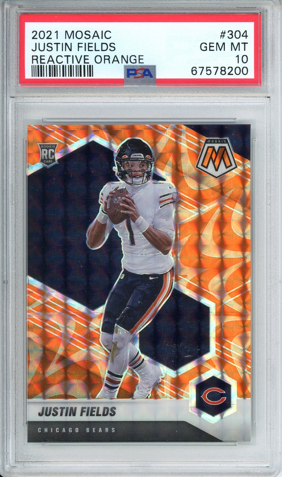 2021 Mosaic Justin Fields Reactive Orange Rookie Prizm PSA 10 #304