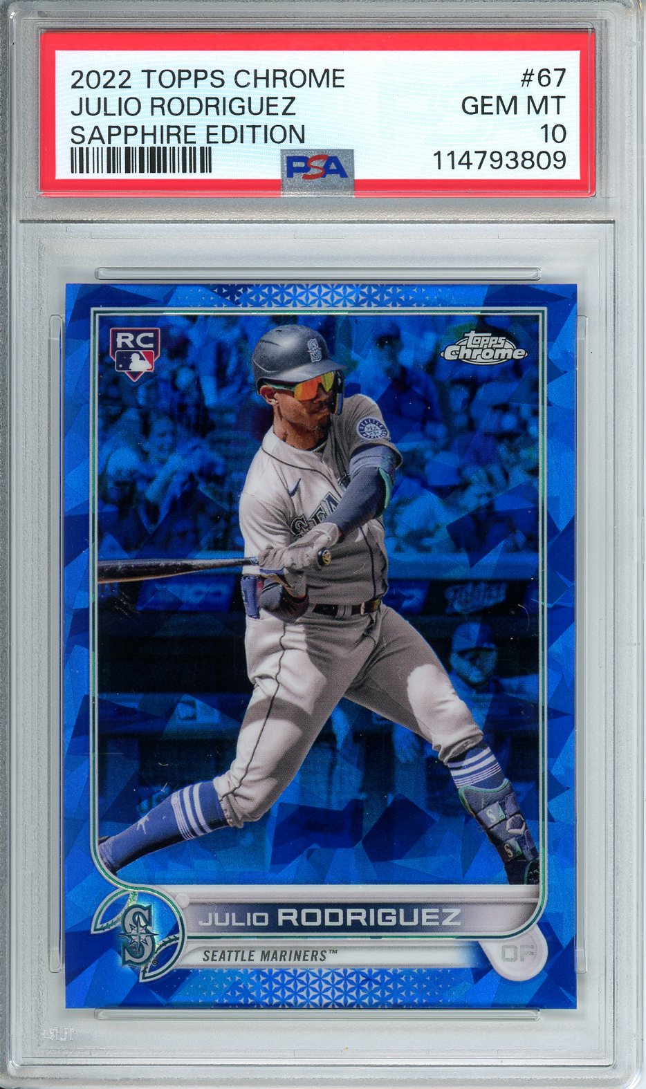 2022 Topps Chrome Julio Rodriguez RC #67 Sapphire GEM MINT PSA 10