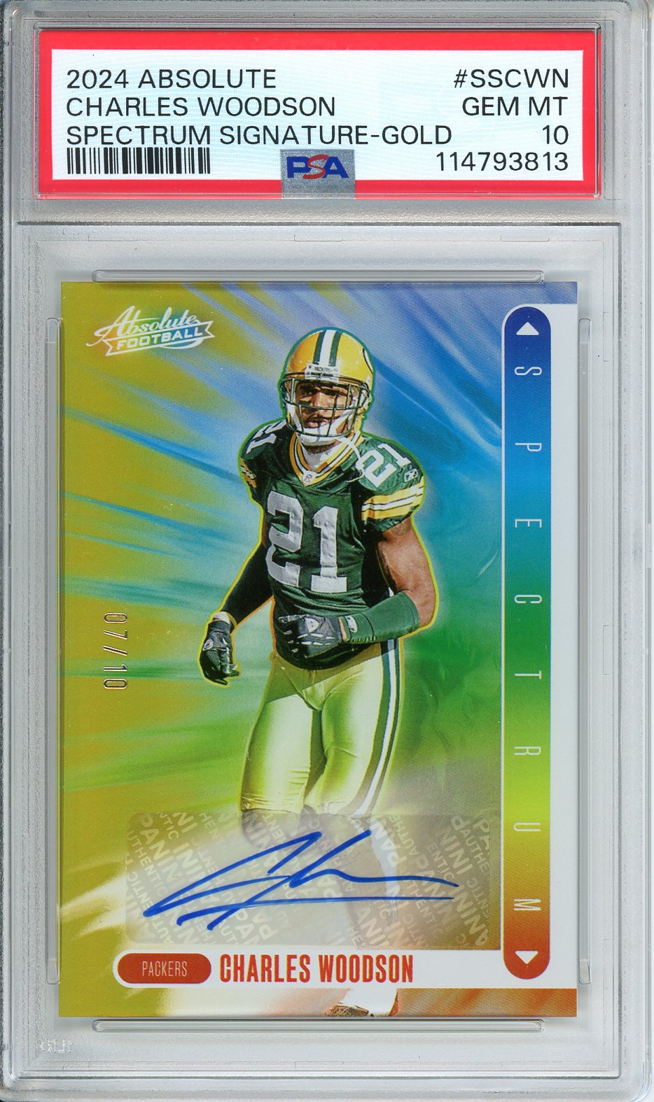 2024 Absolute Charles Woodson #SS-CWN Spectrum Signature Gold /10 GEM MINT PSA 10