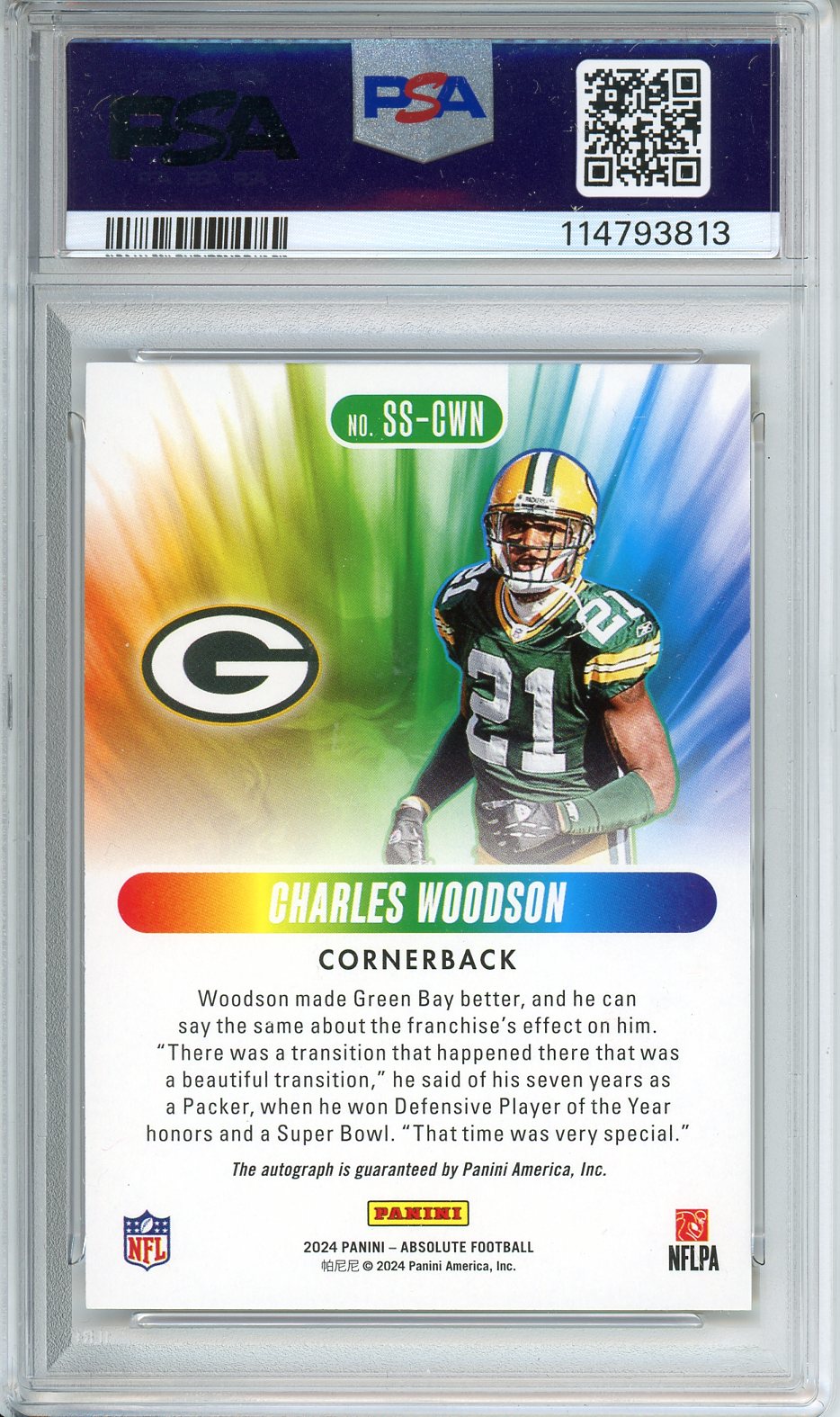 2024 Absolute Charles Woodson #SS-CWN Spectrum Signature Gold /10 GEM MINT PSA 10