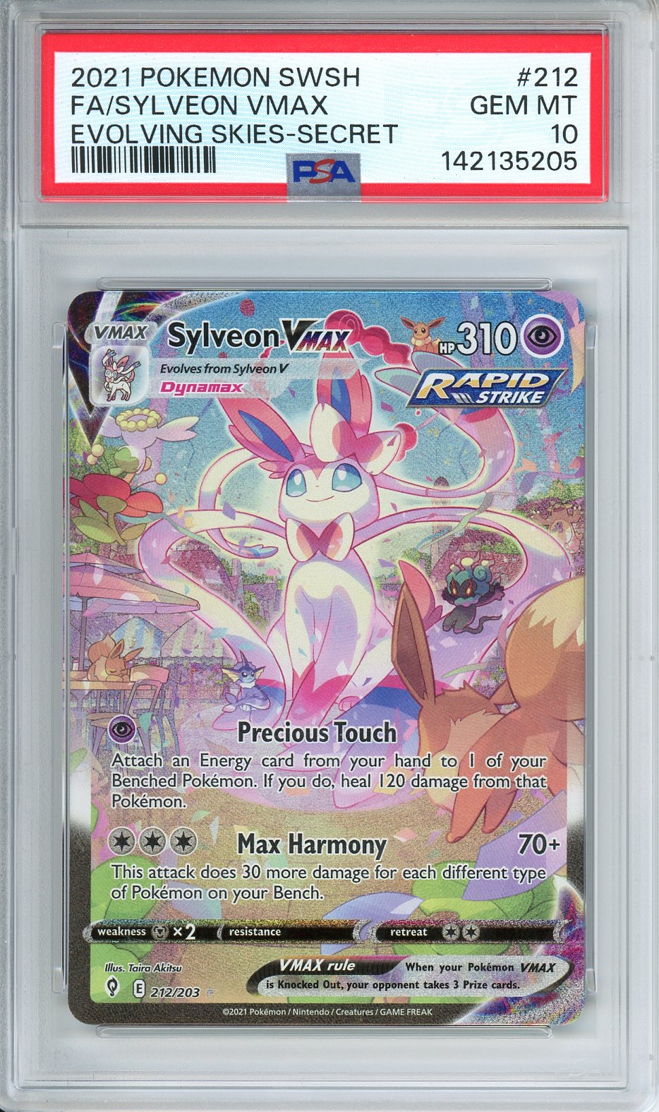 2021 Pokemon Sword and Shield Sylveon Vmax Full Art Evolving Skies Secret Rare PSA 10