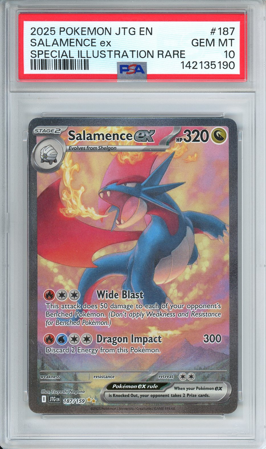 2025 Pokemon JTG Salamence ex SIR #187 PSA 10