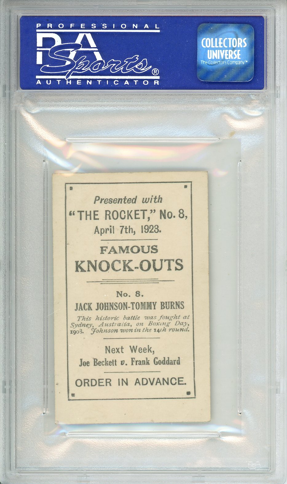 1923 The Rocket J. Johnson/T. Burns #8 Famous Knock-Outs PSA 5