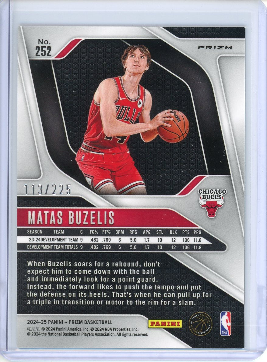 2024-25 Panini Prizm Matas Buzelis RC #252 Teal Ice /225