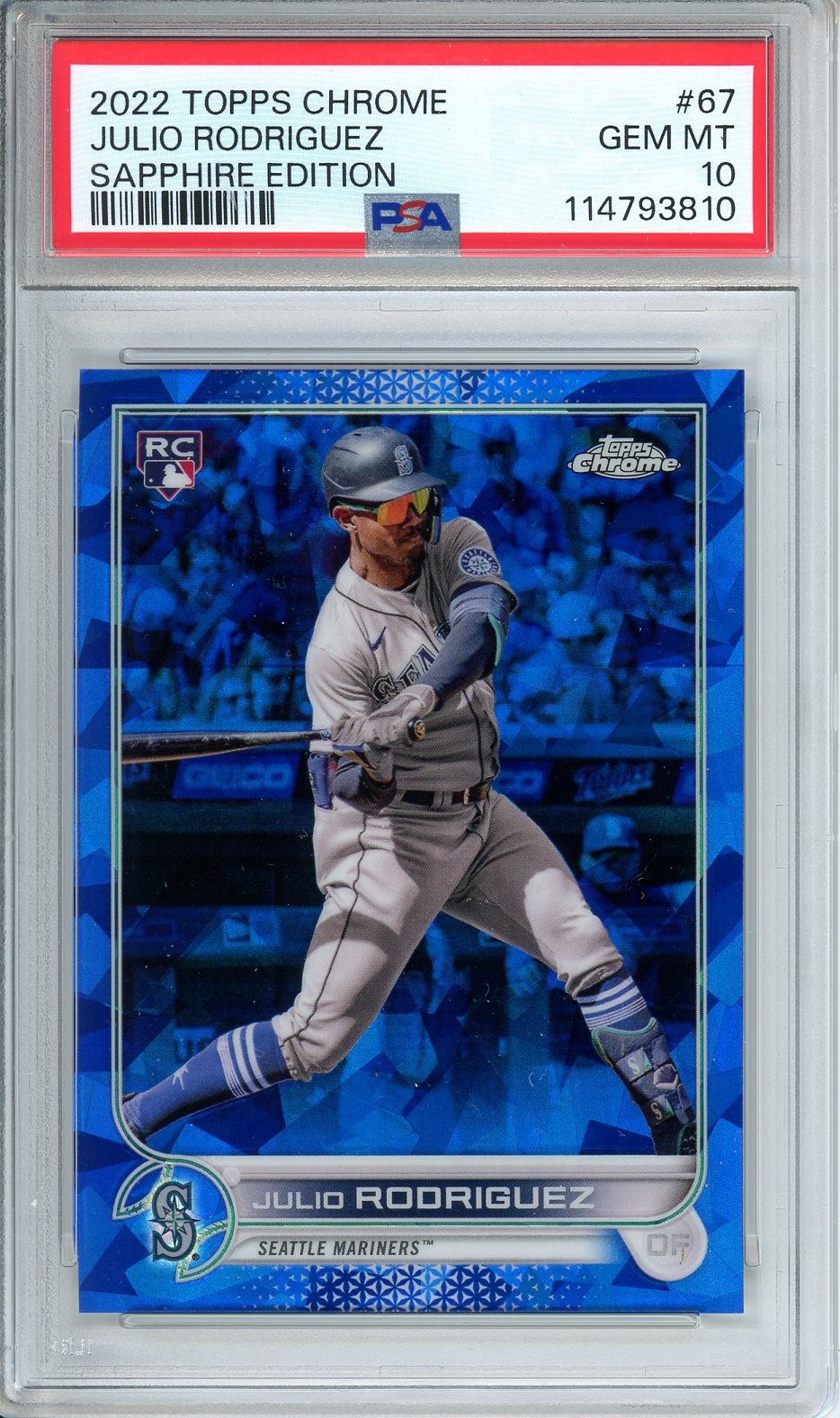 2022 Topps Chrome Julio Rodriguez RC #67 Sapphire GEM MINT PSA 10