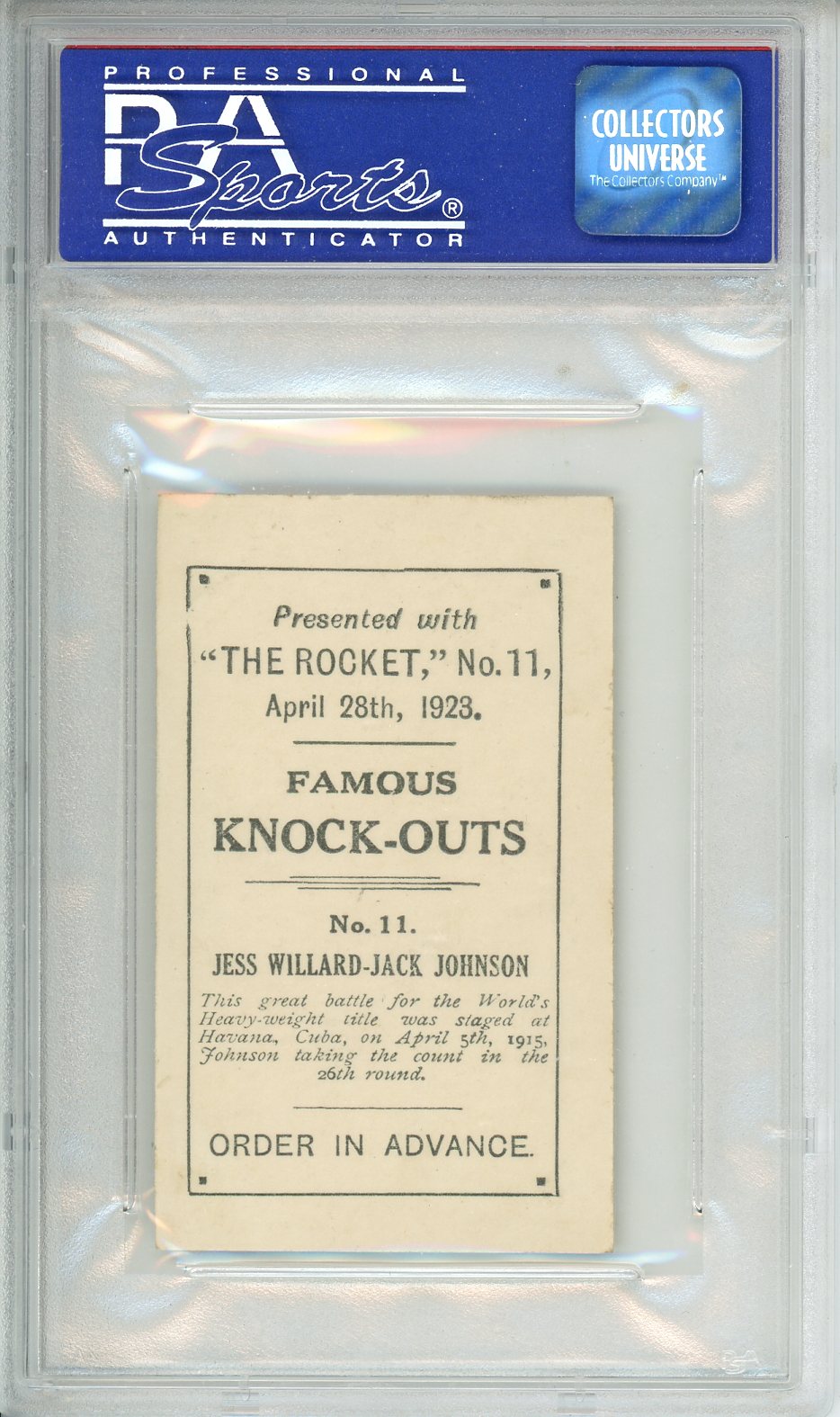 1923 The Rocket Willard/Johnson Famous Knock-Outs #11 PSA 5