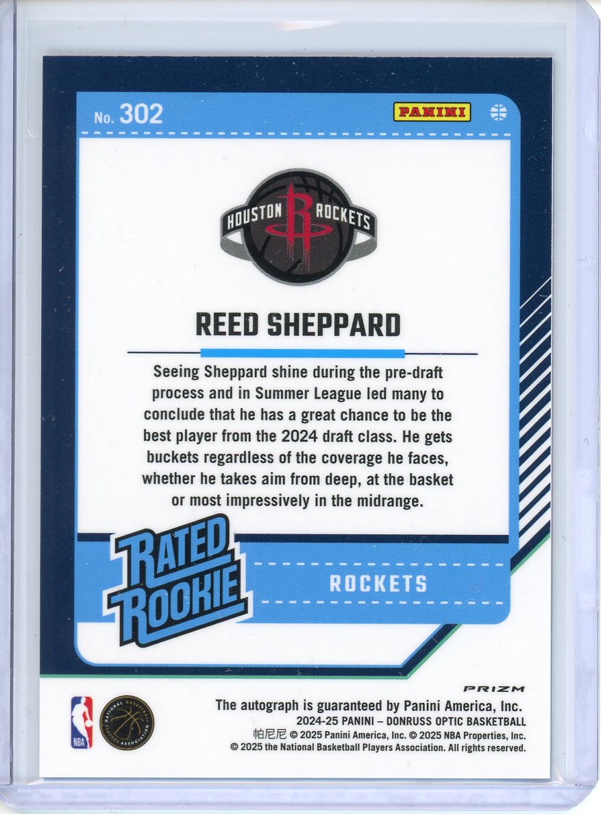 2024-25 Panini Donruss Optic Reed Sheppard RC #302 Holo Prizm Auto