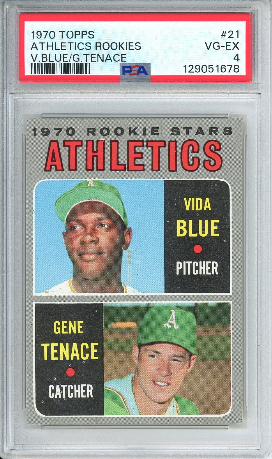 1970 Topps V. Blue/G. Tenace #21 Athletics Rookies PSA 4