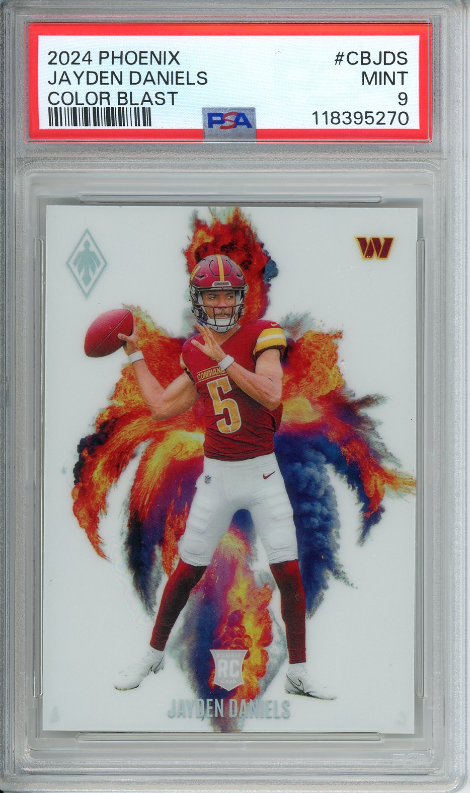 2024 Panini Phoenix Jayden Daniels RC #CB-JDS Color Blast SSP MINT PSA 9
