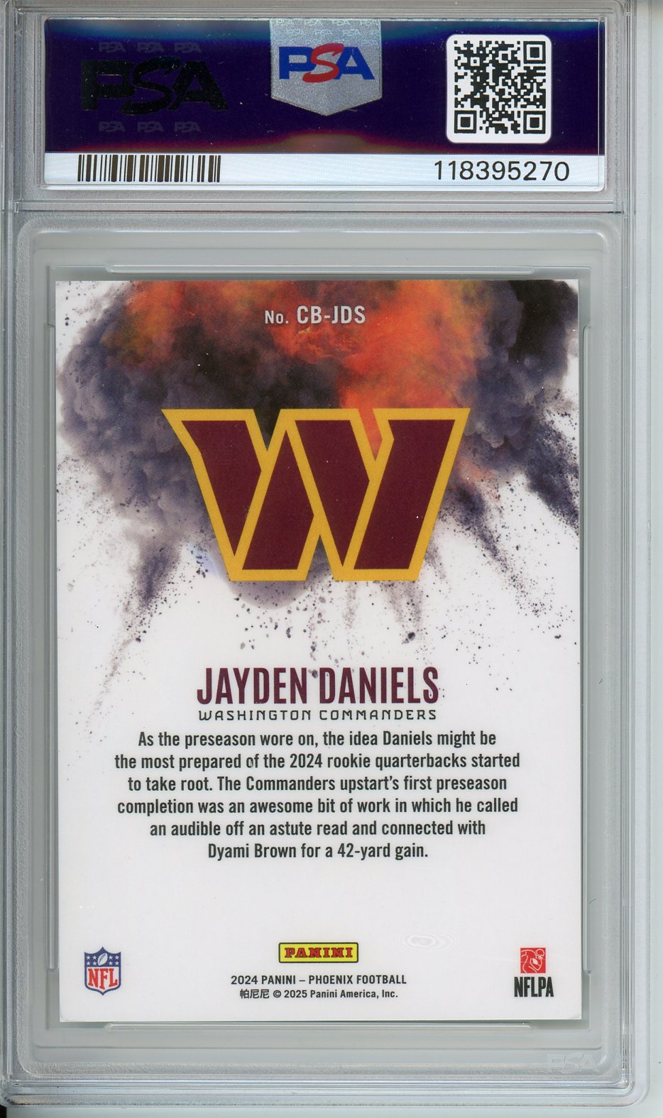 2024 Panini Phoenix Jayden Daniels RC #CB-JDS Color Blast SSP MINT PSA 9