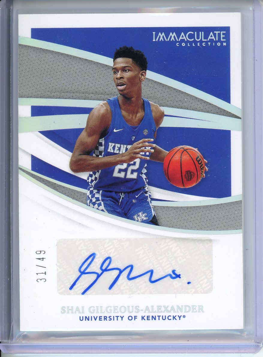 2021 Immaculate Collection Collegiate Shai Gilgeous-Alexander Auto /49 II-SGA