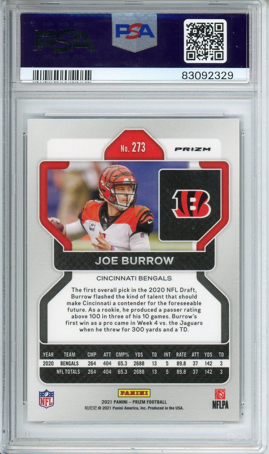 2021 Panini Prizm Joe Burrow #273 Snakeskin Prizm SSP MINT PSA 9