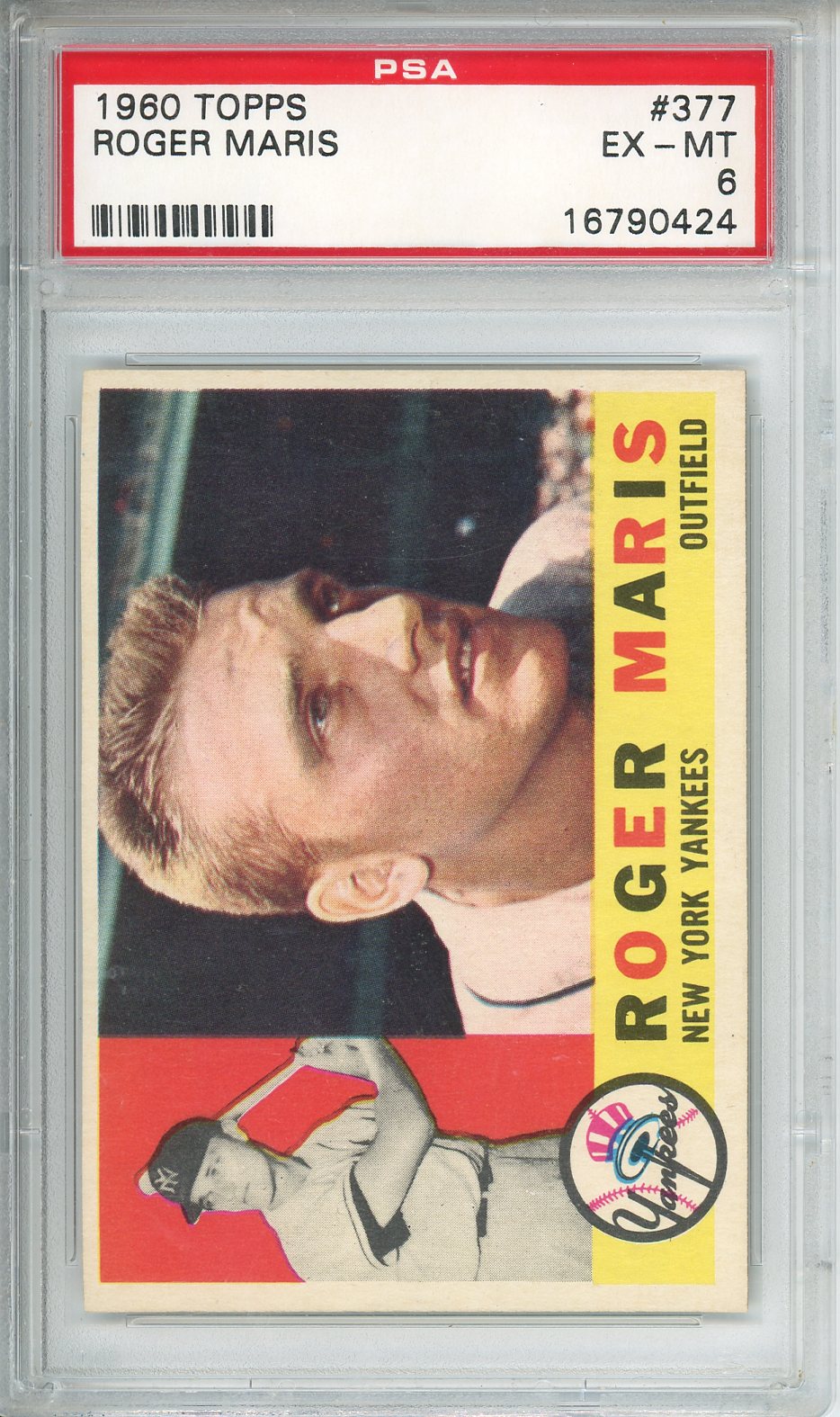 1960 Topps Roger Maris #377 PSA 6 EX-MT