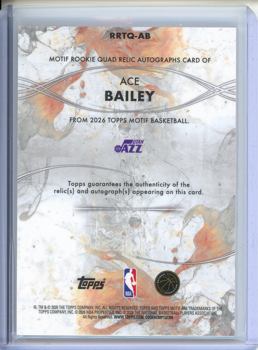 2026 Topps Motif Ace Bailey RPA Quad Patch 58/75