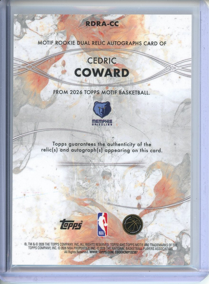 2026 Topps Motif Cedric Coward Patch Autograph 02/25 RDRA-CC