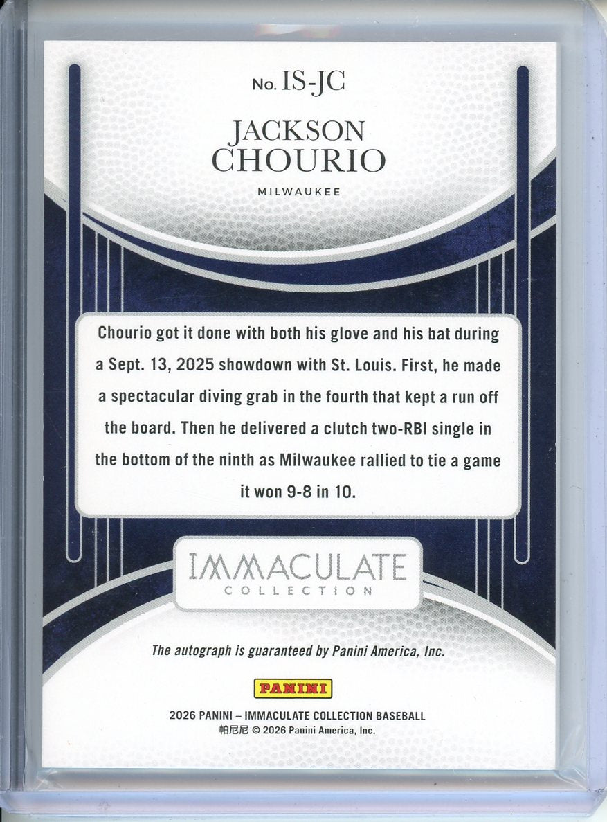 2026 Panini Jackson Chourio Immaculate Signatures 04/10 IS-JC