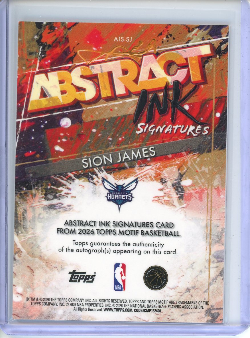 2026 Topps Motif Sion James Abstract Ink Autograph 04/10 RC