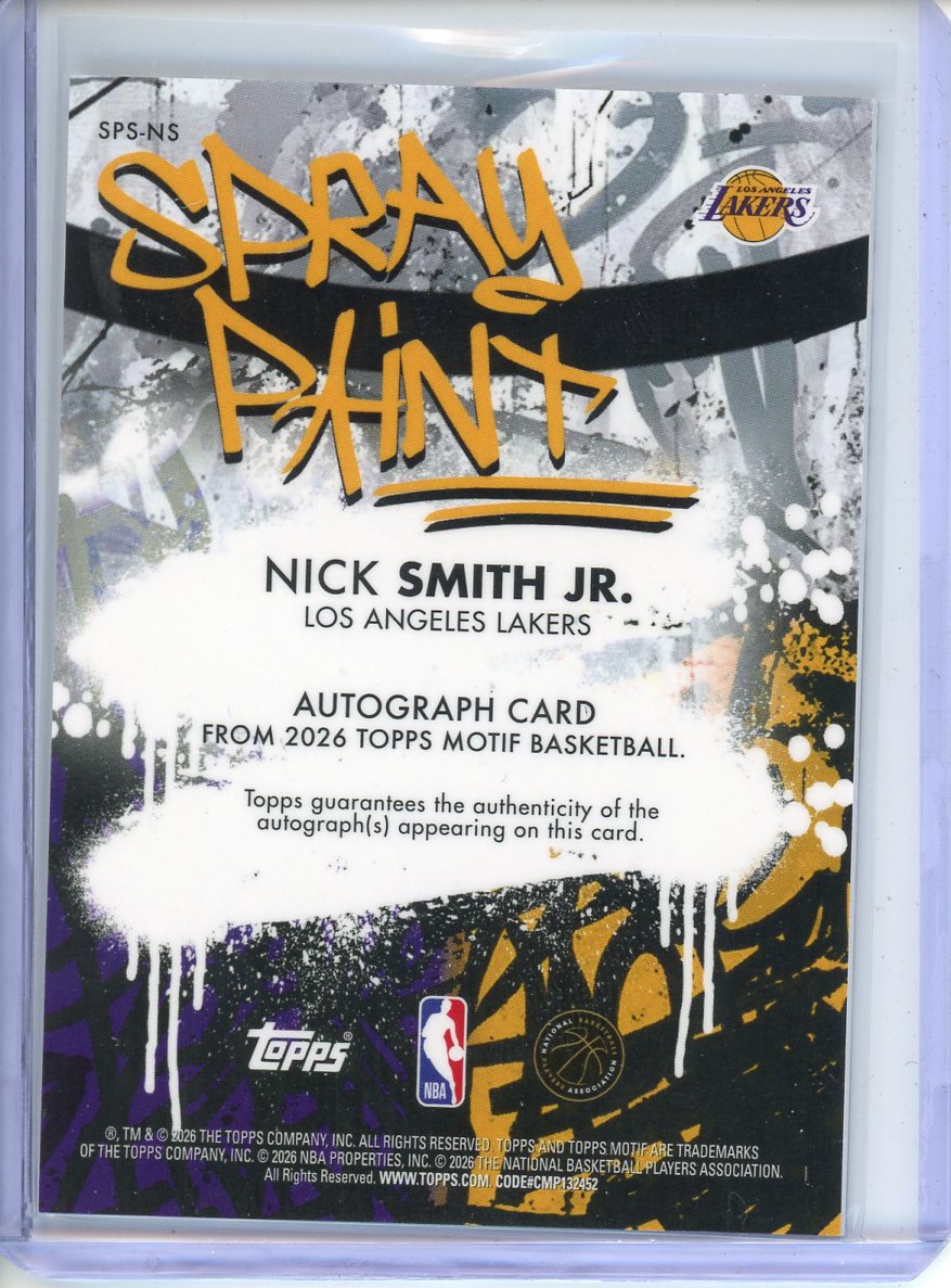 2026 Topps Motif Nick Smith Jr. Autograph 78/99 Spray Paint SPS-NS